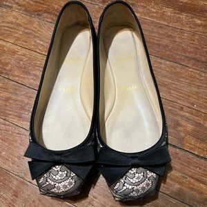 Christian Louboutin Black Lace Flats